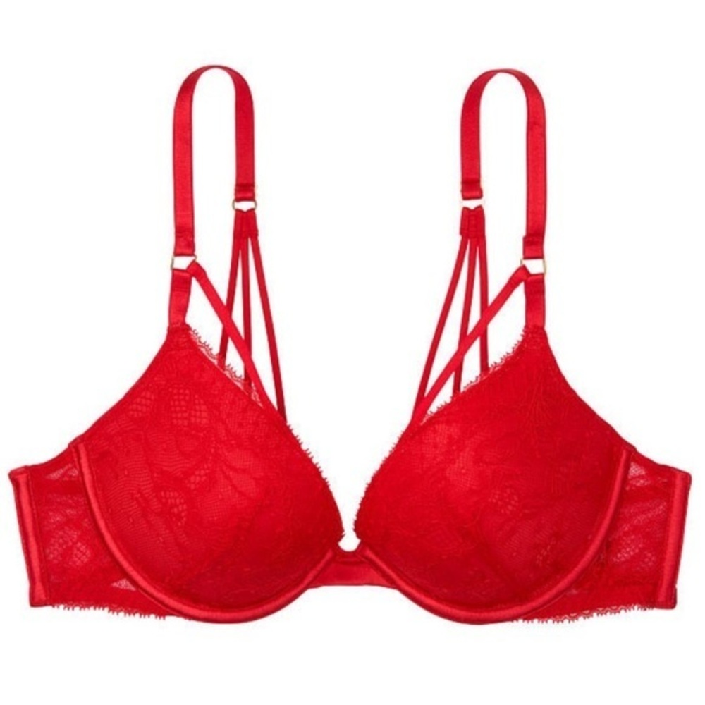Victoria’s Secret Red Strappy Back Push Up Bra | 32DDD